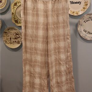 Beige Plaid Pajama Pants